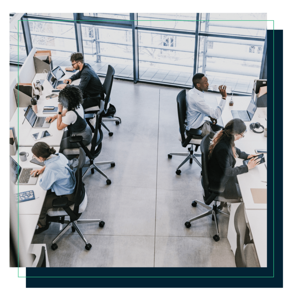 aerial view of open office space