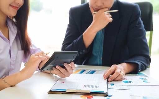 looking over paperwork