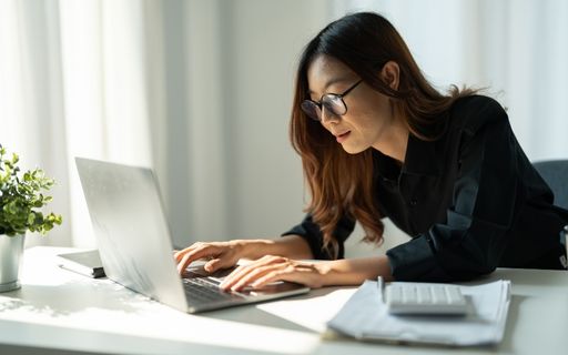 business woman working on laptop